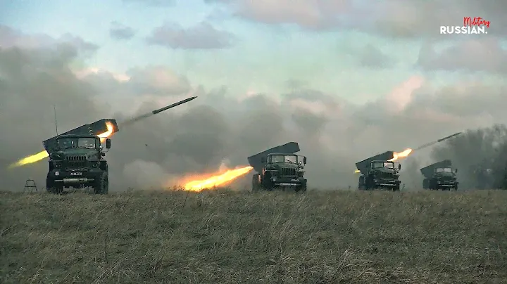 Massive Fire !! BM-21 Grad in Action By Russian Army
